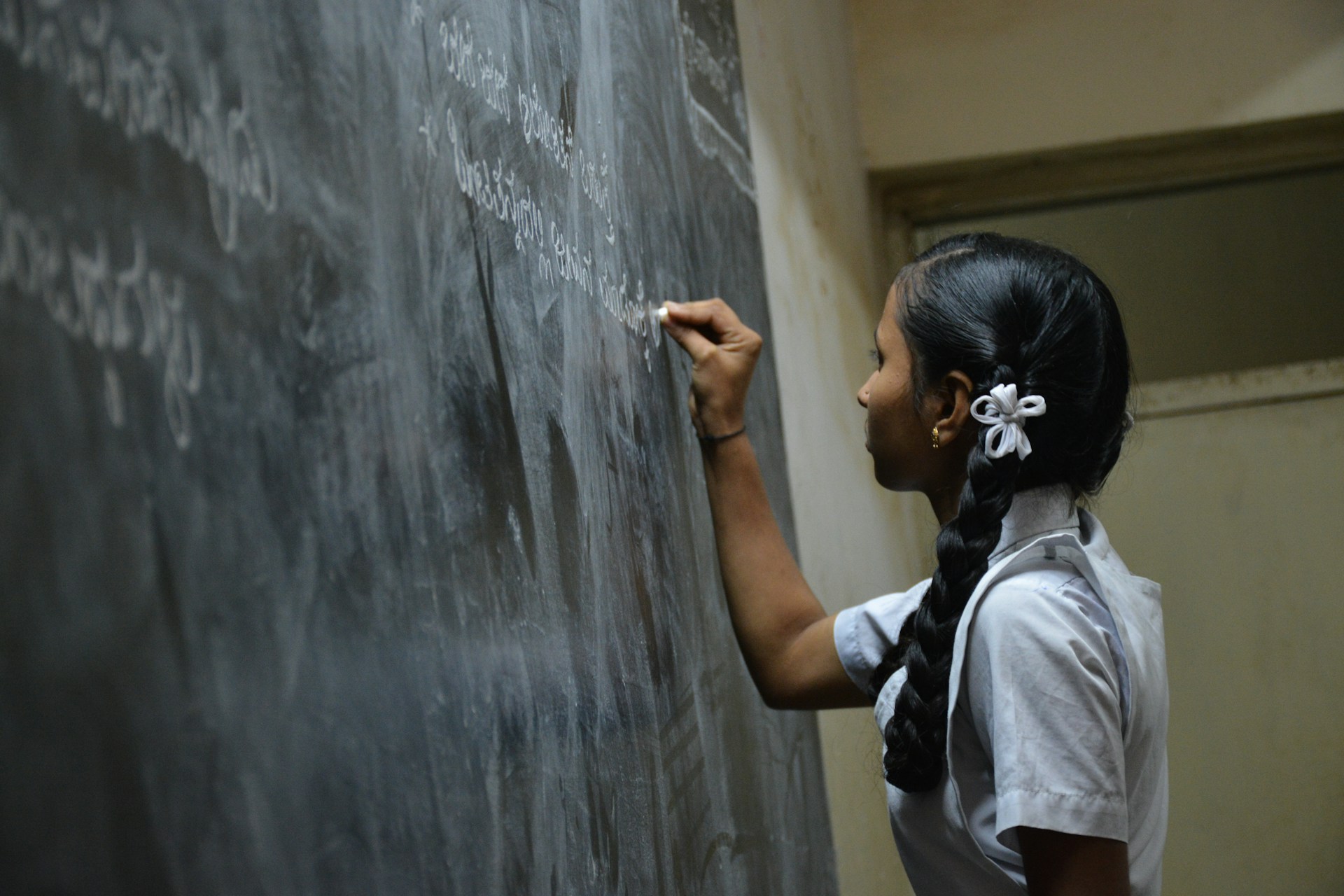 A middle school student in Bengaluru India