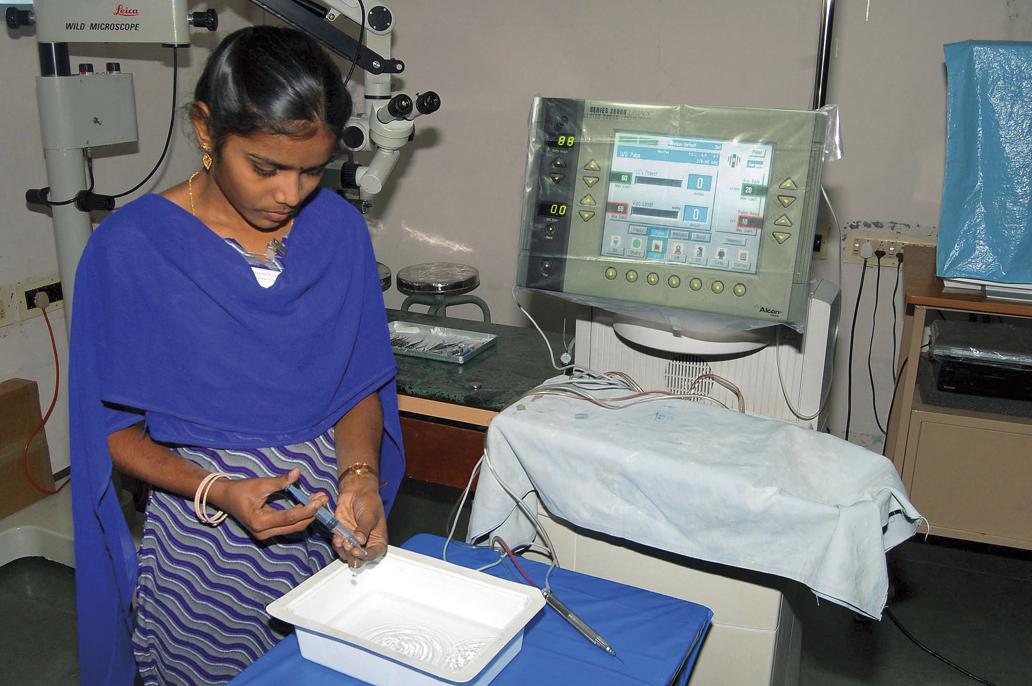 A technician at Aravind Eye Hospital, India